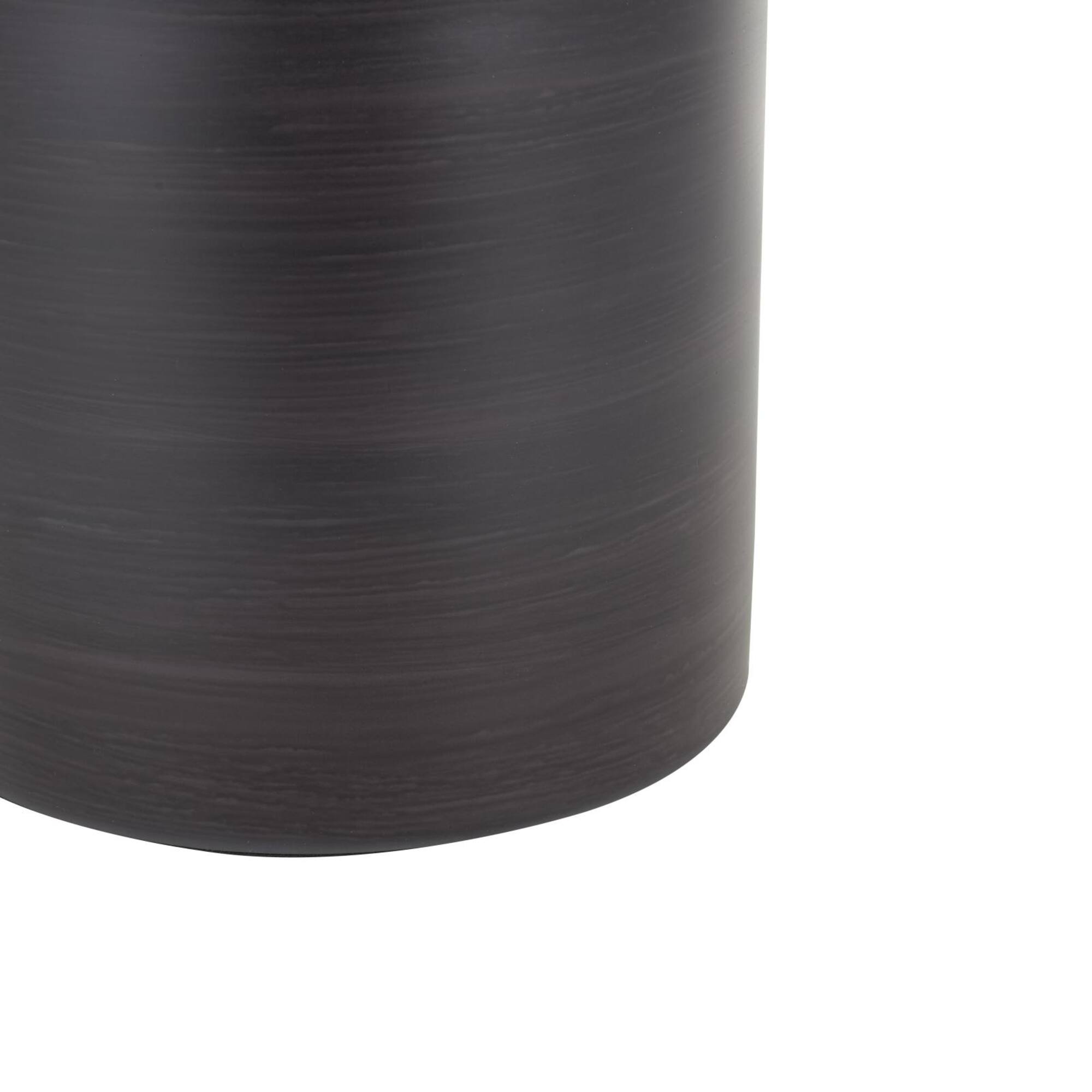 34" Black Glass Brushed Two-Toned Floor Vase with Textured Silver Top